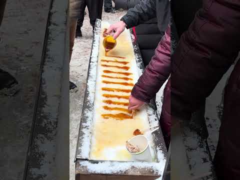 Maple Snow Candy in Ottawa, Canada 🇨🇦 Would you try it? #winterlife #winterwalk #travel