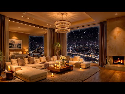 Winter Night Jazz Harmony ❄ Cozy Luxury Apartment with Ethereal Jazz Saxophone Music for Deep Sleep