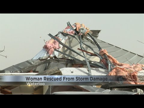 Woman, cat rescued from Waterloo home following storm damage