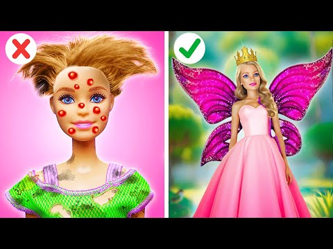 TRANSFORMING A BROKEN DOLL INTO A PRINCESS || Rich vs Poor Doll Makeover Hacks! DIY Mini Crafts!