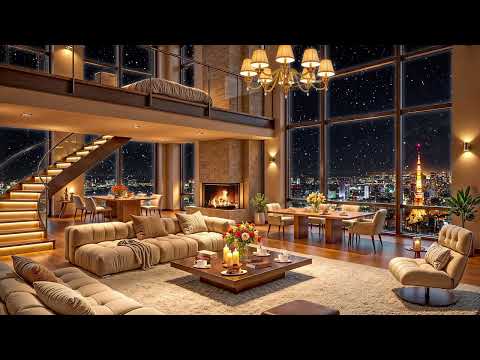 Tokyo Winter Night Jazz ❄ Luxury Apartment Ambience with Elegant Jazz Saxophone Music for Relaxation