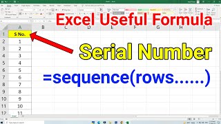 #shorts Excel Serial No Formula | Shortcut Key #excelshorts #excelformulasandfunctions