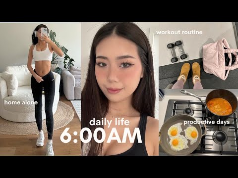 Productive days in my life | 6AM morning routine, home alone, moving updates, gym routine, new hair