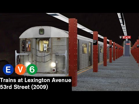 OpenBVE Virtual Railfanning: E, V and 6 Trains at Lexington Avenue 53rd Street (2009)