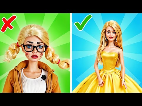 BARBIE DOLL MAKEOVER MAGIC: GIVING HER A GLAMOROUS NEW LOOK! Fun Hacks For Transformations! 🎀💖