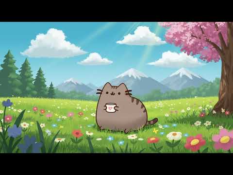 Pusheen's Spring Chill 🌷🌸 Calm Cozy Beats for Relaxing ☕ Smooth & Chill Lofi for Focus & Study