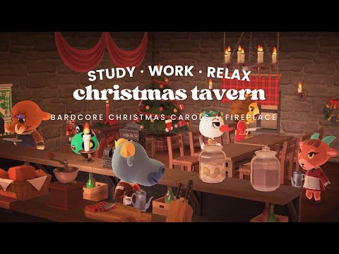 Christmas Tavern 🎄 1 Hour Fantasy Bardcore Christmas Carols + Fireplace Crackles No Mid Ads ⚔ ACNH