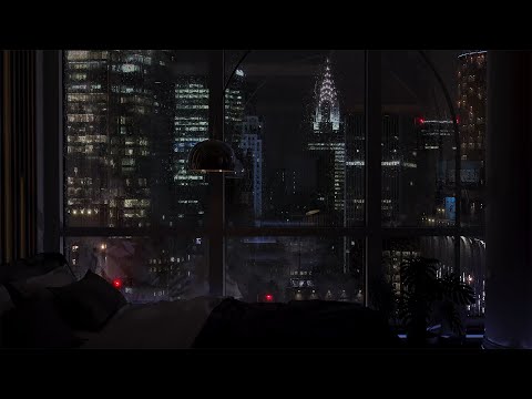 Spend The Night In A High End Luxury Manhattan Apartment | Rain On Window Sounds | Fall Asleep Fast