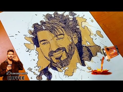 Thalapathy Leo drawing with coffee/The wall of art