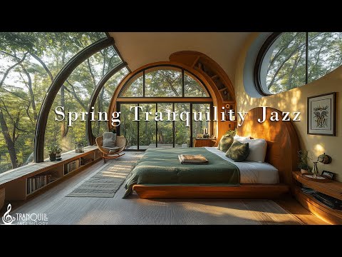 Spring Tranquility In Forest | Luxurious Villa Ambience With Smooth Jazz Piano To Relaxing & Slee...