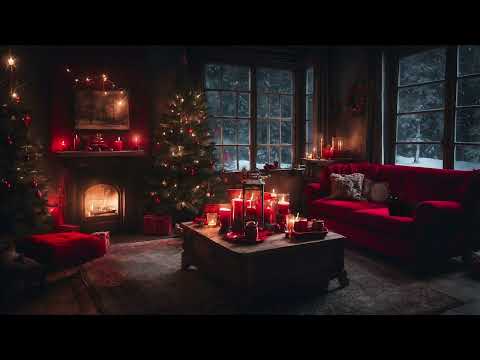 Cozy Christmas Ambience 🕯️🎄  Soothing Christmas Music, Snowfall and Crackling Fire