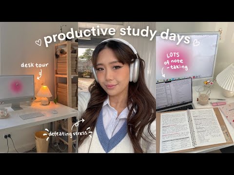 STUDY VLOG 💌 LOTS of note taking, PRODUCTIVE day in my life, desk tour, exam prep,unboxing keyboard