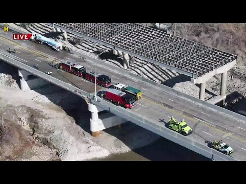 Tanker truck on fire forces closure on Chain of Rocks Bridge