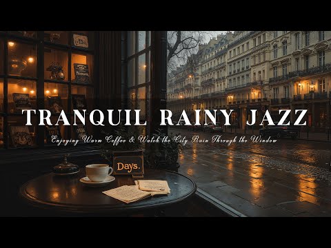 Tranquil Rainy Day with Smooth Jazz – Enjoying Warm Coffee & Watch the City Rain Through the Window