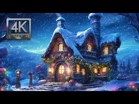 Christmas Cottage Ambience, A Winter Wonderland Background with Blizzard Sounds & Heavy Snow