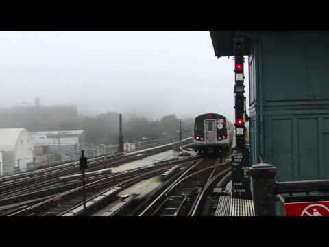 Coney Island Bound R160 F Train Leaves Avenue X Into Fog