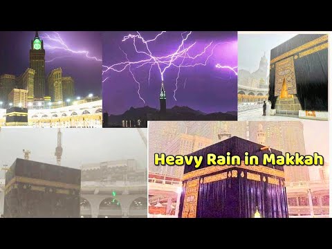 Makkah Main Raat ko Heavy Rain ⛈️😱 |today 22 August 2024 | Kaaba Live🔴 |Beautiful view rain  Haram