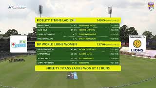 Hollywoodbets Pro20 | DP World Lions Women vs Fidelity Titans Ladies