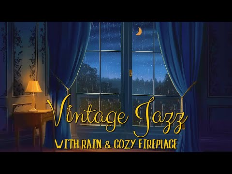 vintage jazz playing in another room and it's raining w/ cozy fireplace