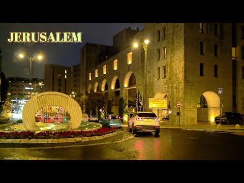 Rainy Night in Jerusalem.Driving in Israel 2025