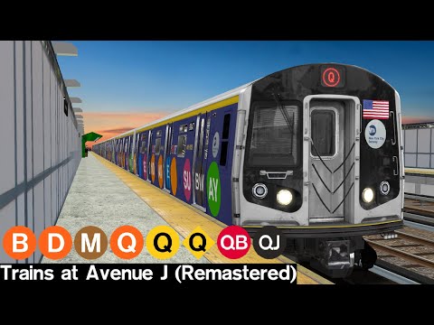 OpenBVE Virtual Railfanning: B, D, M, Q, QB, and QJ Trains at Avenue J (Remastered)