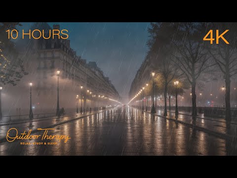 Stormy Night in Paris | A Relaxing and Steady Rain on Stone Streets | STUDY | SLEEP | 10 HOURS