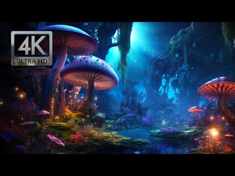 Enchanted Mushroom Forest Ambience, Relaxing Music, Nature Sounds & Trickling Water