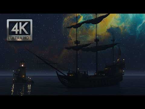 Creaky Wooden Pirate Ship and Relaxing Ocean Sounds, Sleep Ambience