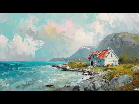 Seaside Coastal Vintage Textured Oil Painting Free TV Art Wallpaper Background Screensaver