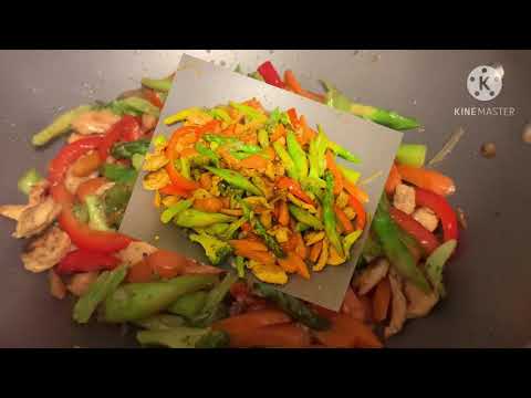 Easy recipe for dinner|stir fry veg with chicken |potato omelette