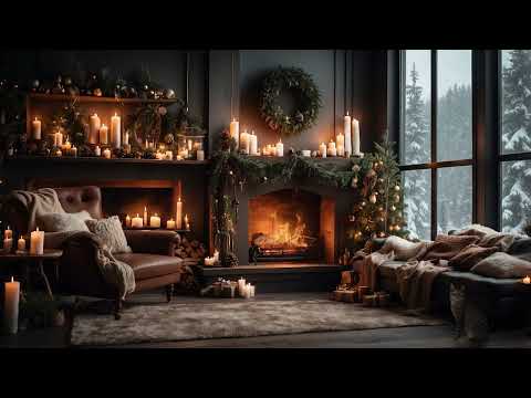 Cozy Christmas Ambience 🕯️🎄 Snowstorm, Fireplace & Relaxing Vibes | No Music, Crackling Fire & Wind