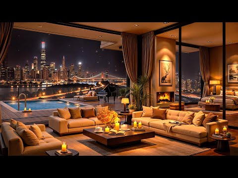 Luxury Chicago Apartment with Outdoor Pool 🌃 Smooth Jazz Saxophone & Fireplace Sounds for Relaxation