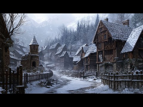 Celtic Fantasy Music - Relaxing Ambience - Enchanting Winter Village, Snowy Landscape, Beautiful