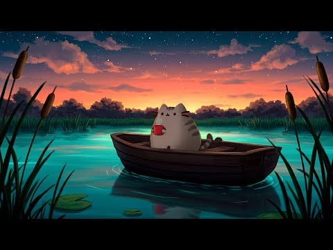 Pusheen’s Serene Sunset Riverside 🌆 Chill Lofi for Calm Evening 🌅 Cozy Lofi Beats for Stress Relief