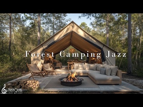 Forest Camping Jazz Music | Spring Cafe Jazz with Nature Therapy for Stress Relief, Study & Work