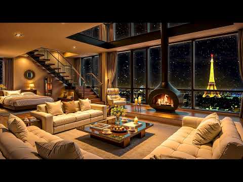 Winter Night Jazz Harmony ❄ Relax in Luxury Paris Apartment Ambience with Smooth Jazz Saxophone 🎷