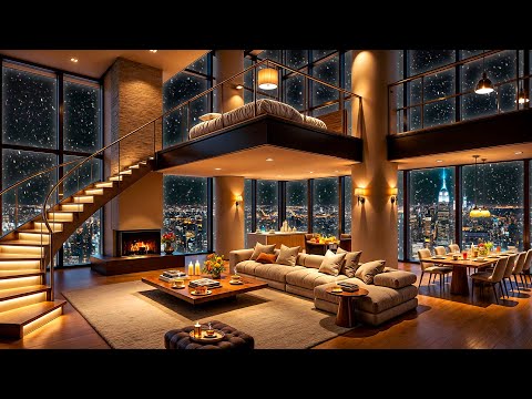 Winter Night Jazz Harmony ❄ Relax in Luxury NYC Apartment Ambience with Tender Jazz Saxophone Music