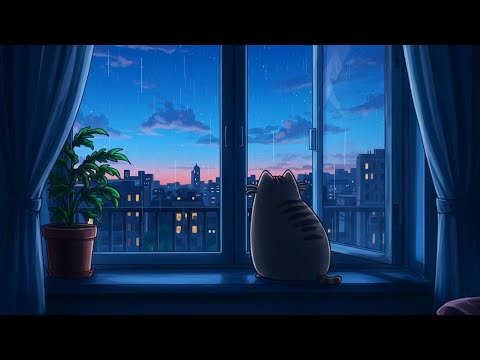 Pusheen's Rainy Day Lofi 🌧️ Calm & Cozy Lofi Beats ☕ Perfect for Studying & Sleeping 💤