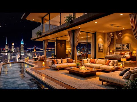 Jazz Relaxing Music in Luxury NYC Apartment Ambience 🌃 Ethereal Jazz Saxophone Music for Deep Sleep