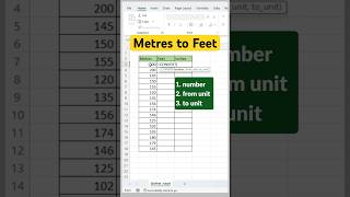 How to convert units from metres to feet in excel #excelshorts #ytshorts #shorts