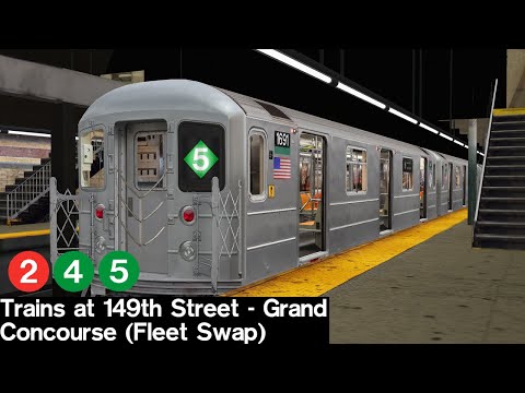 OpenBVE Virtual Railfanning: 2, 4 and 5 Trains at 149th St - Grand Concourse (Equipment Swap)