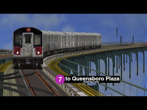 OpenBVE (R188) 7 Train from Flushing-Main Street to Queensboro Plaza (Weekend) (Trackwork G.O)