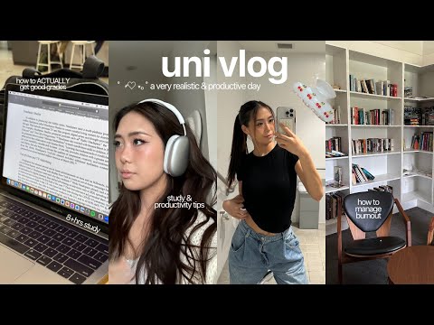 UNI VLOG 📝 8+hrs of study, realistic days, study & productivity tips, long days on campus, burnout