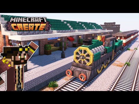 I built a PASSENGER TRAIN STATION in Minecraft Create Mod!