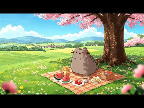 Cozy Spring Lofi with Pusheen ☕🌸 Relax, Study & Unwind 🌿 Gentle & Warm Beats for a Chill Day