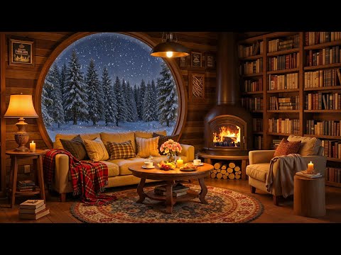 Cozy Reading Nook Ambience with Smooth Jazz Music & Crackling Fireplace for Relaxation