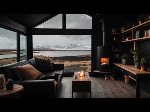 Serene Winter Icelandic Ambience | Relaxing Music with Crackling Fire and Snowfall