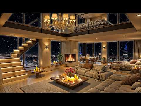 Winter Night Tranquility 🌃 Luxury New York Apartment with Relaxing Jazz Saxophone Music for Sleeping