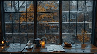 Soft Jazz Relaxing Music 🍁☕️ Cozy Autumn Coffee Shop Ambience with Rain Sounds to Work, Focus, Study