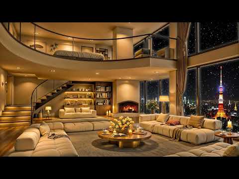 Tokyo Winter Night Tranquility ❄️ Luxury Apartment Ambience & Smooth Jazz Saxophone Music to Relax